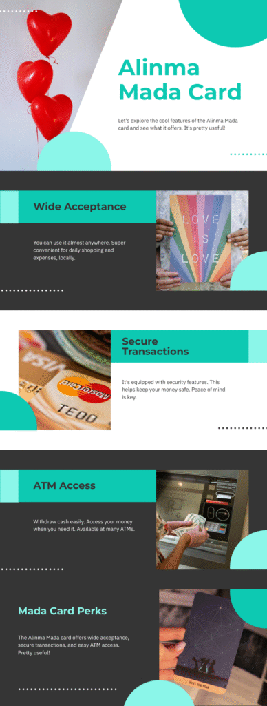 an infographic of summary on Features of the Alinma Mada Card