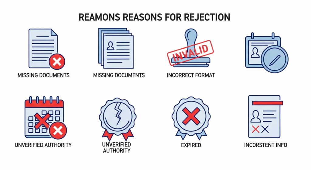Infographic showing reasons MOFA may reject ratification forms
