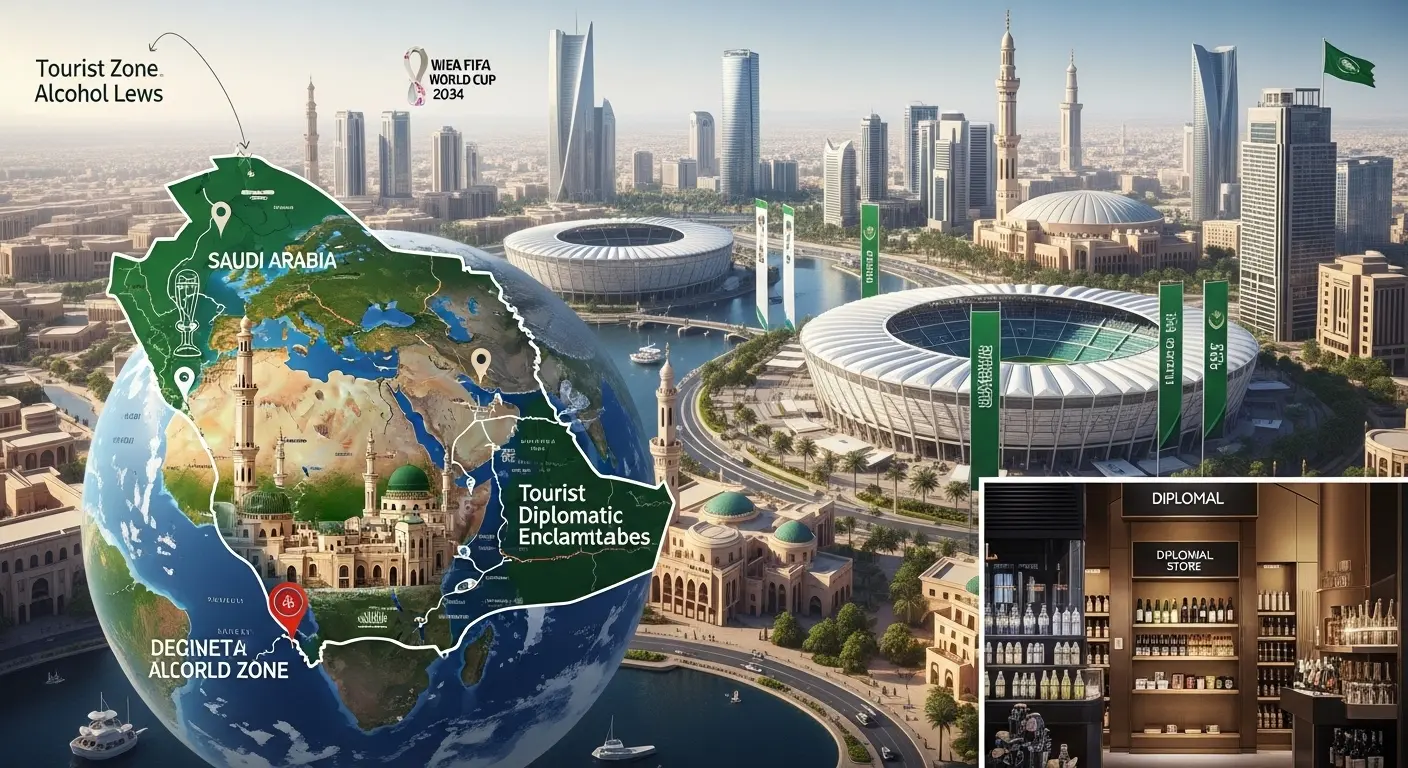 Conceptual visual of potential future alcohol reforms in Saudi Arabia.